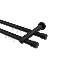 Innenlauf-Gardinenstangen Schwarz, Aluminium / Metall 20 mm Ø Platon Santo, doppelläufig Innenlauf-Gardinenstangen Schwarz, Aluminium / Metall 20 mm Ø Platon Santo, doppelläufig