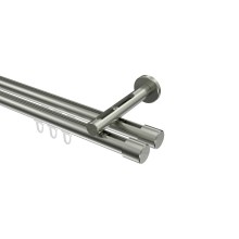 Innenlauf-Gardinenstange Edelstahl-Optik, Aluminium / Metall 20 mm Ø Siteno Santo, zweiläufig Innenlauf-Gardinenstange Edelstahl-Optik, Aluminium / Metall 20 mm Ø Siteno Santo, zweiläufig