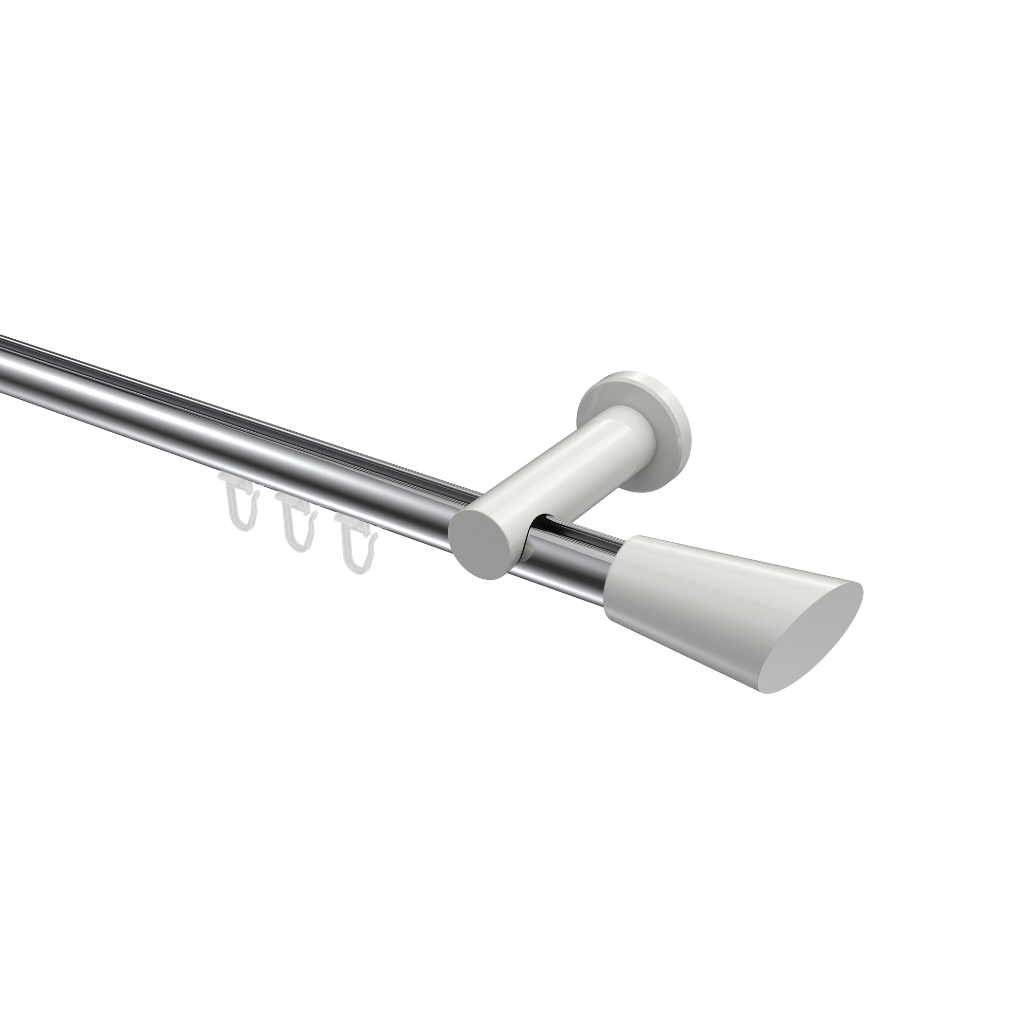 Innenlauf-Vorhangstangen Chrom / Weiß, Aluminium / Metall 20 mm Ø Platon Bento Innenlauf-Vorhangstangen Chrom / Weiß, Aluminium / Metall 20 mm Ø Platon Bento