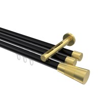 Innenlauf-Vorhangstange Schwarz / Messing-Optik, Aluminium / Metall 20 mm Ø Siteno Tanara, 3-läufig Innenlauf-Vorhangstange Schwarz / Messing-Optik, Aluminium / Metall 20 mm Ø Siteno Tanara, 3-läufig