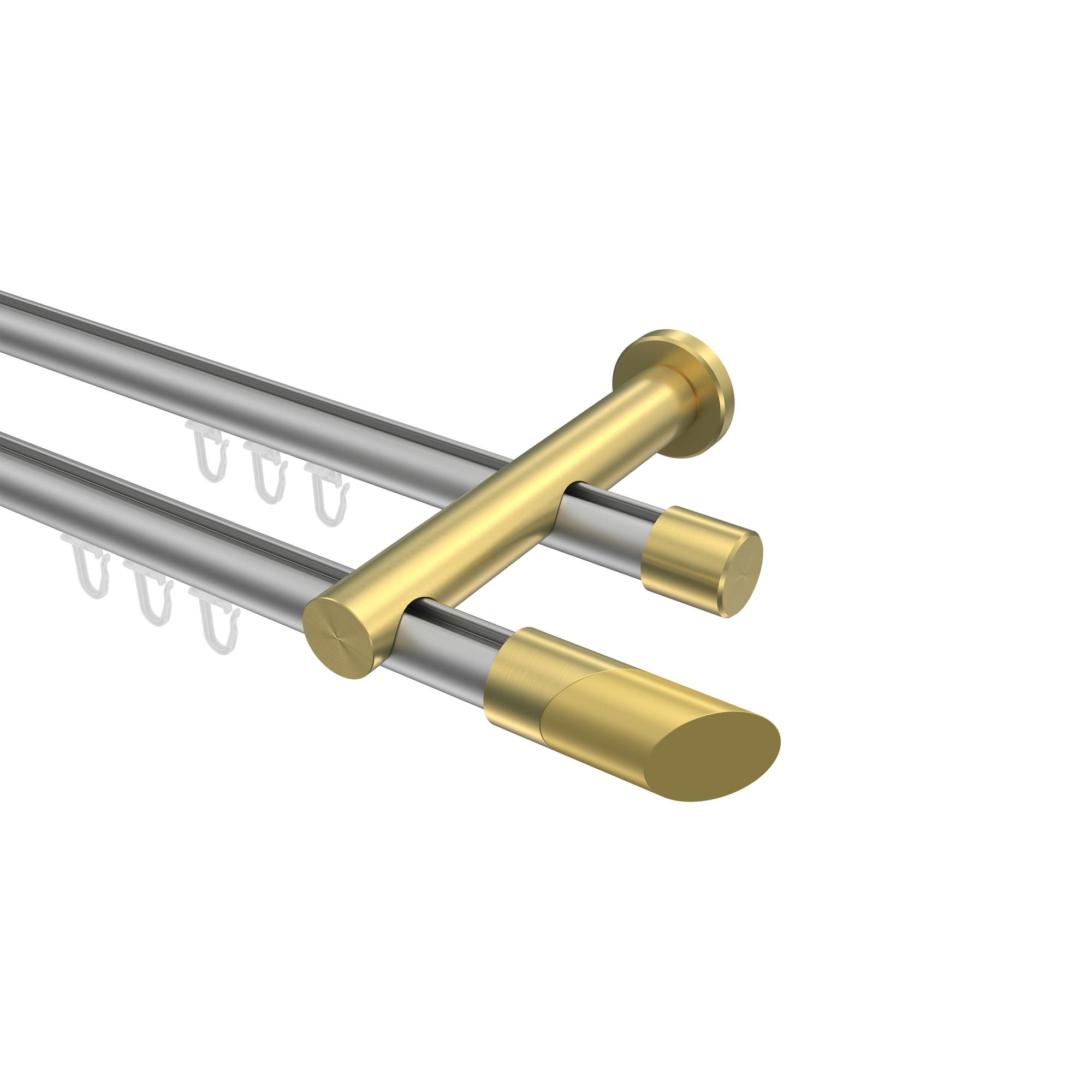 Innenlaufstange Silbergrau / Messing-Optik, 2-läufig Aluminium / Metall 20 mm Ø Platon Verano Innenlaufstange Silbergrau / Messing-Optik, 2-läufig Aluminium / Metall 20 mm Ø Platon Verano