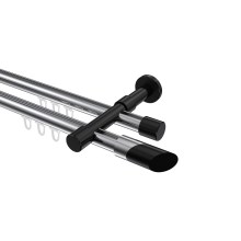 Innenlauf-Gardinenstangen Chrom / Schwarz, Aluminium / Metall 20 mm Ø Prestige Verano, zweiläufig Innenlauf-Gardinenstangen Chrom / Schwarz, Aluminium / Metall 20 mm Ø Prestige Verano, zweiläufig