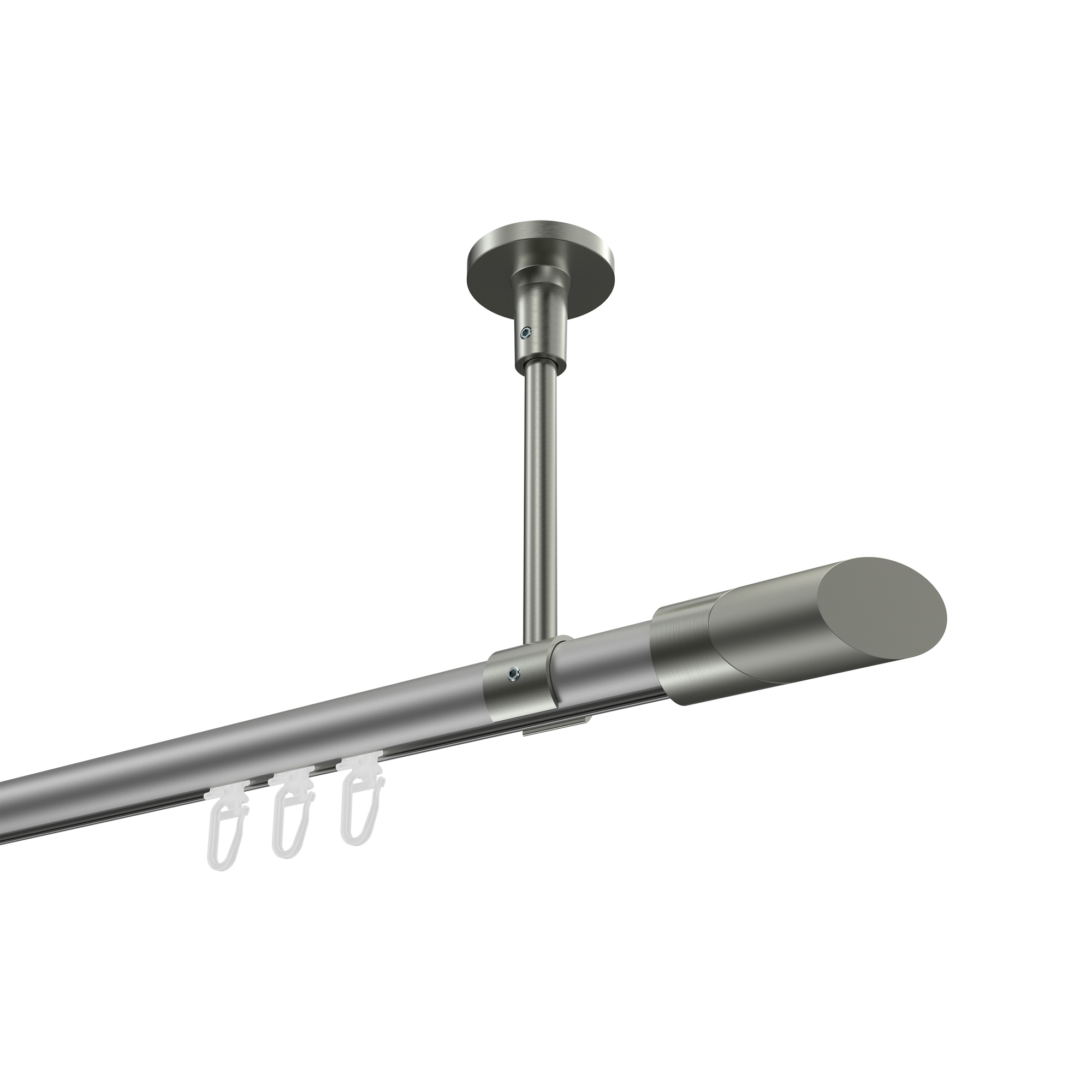 Innenlauf-Gardinenstange (Deckenmontage) Silbergrau / Edelstahl-Optik, Aluminium / Metall 20 mm Ø Sonette Verano Innenlauf-Gardinenstange (Deckenmontage) Silbergrau / Edelstahl-Optik, Aluminium / Metall 20 mm Ø Sonette Verano