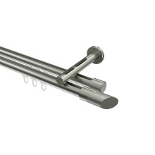 Innenlauf-Vorhangstange Edelstahl-Optik, Aluminium / Metall 20 mm Ø Siteno Verano, doppelläufig Innenlauf-Vorhangstange Edelstahl-Optik, Aluminium / Metall 20 mm Ø Siteno Verano, doppelläufig