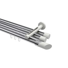Innenlauf-Vorhangstange Chrom / Weiß, Aluminium / Metall 20 mm Ø Siteno Verano, dreiläufig Innenlauf-Vorhangstange Chrom / Weiß, Aluminium / Metall 20 mm Ø Siteno Verano, dreiläufig