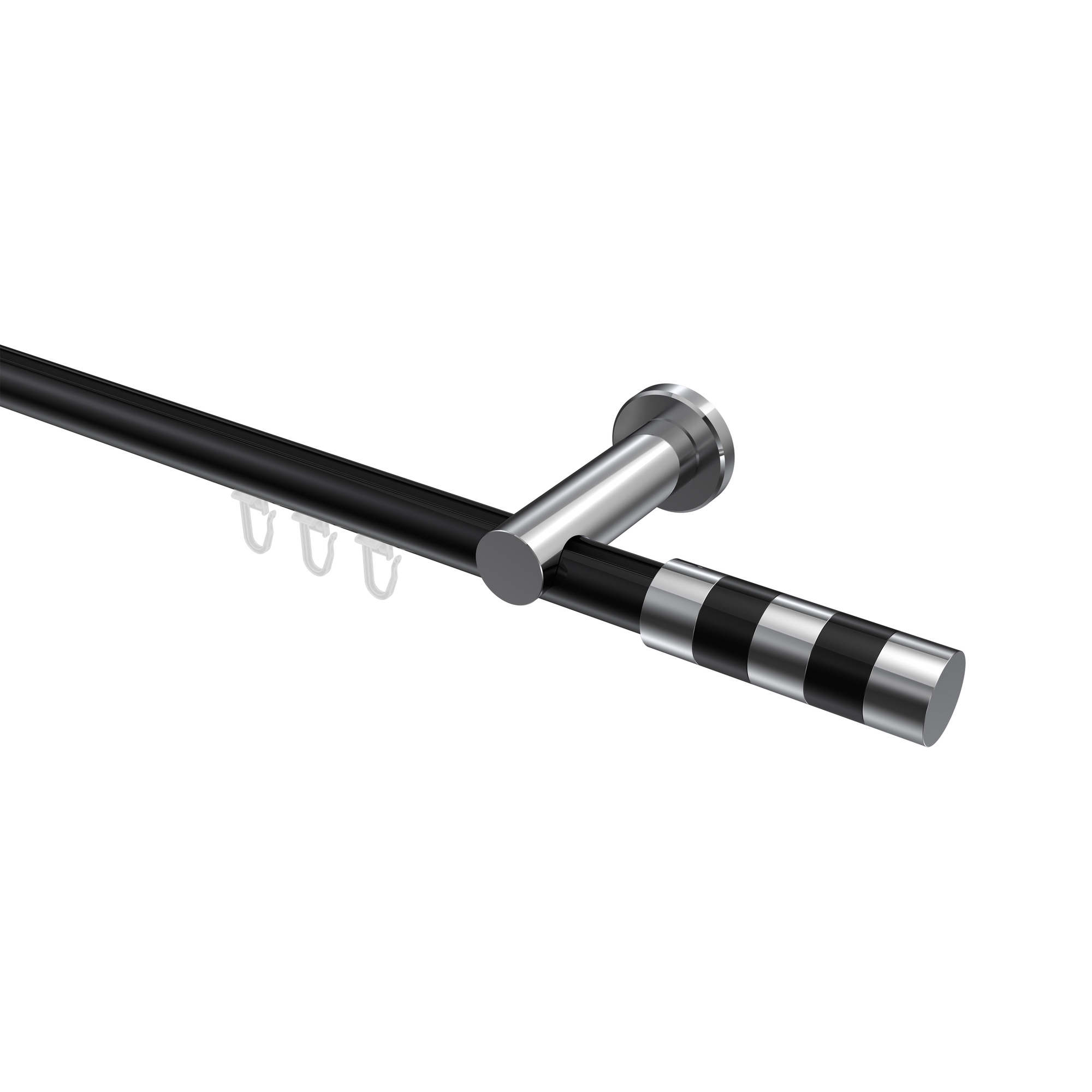 Innenlauf-Gardinenstange Schwarz / Chrom, Aluminium / Metall 20 mm Ø Platon Mavell Innenlauf-Gardinenstange Schwarz / Chrom, Aluminium / Metall 20 mm Ø Platon Mavell