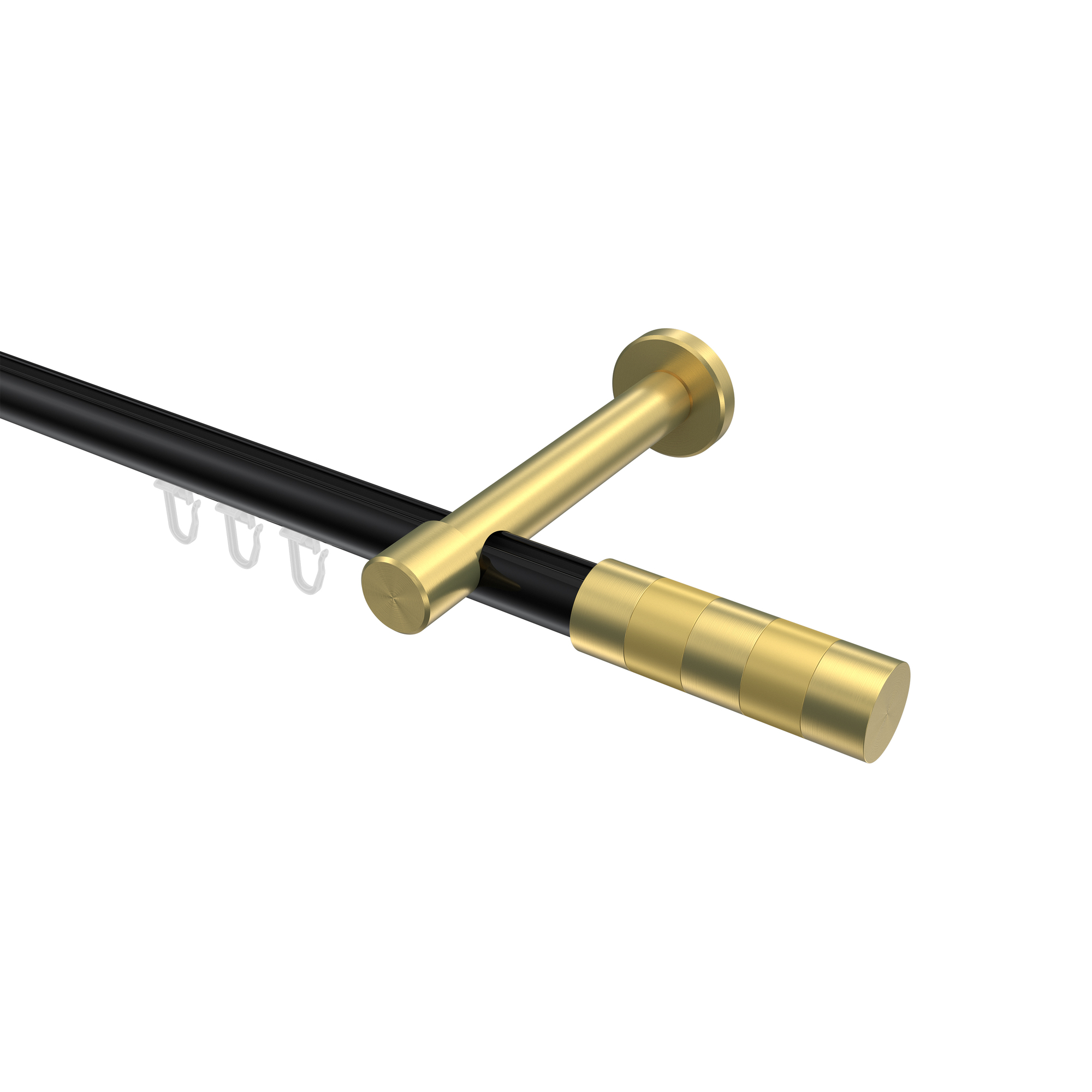 Innenlauf-Gardinenstange Schwarz / Messing-Optik, Aluminium / Metall 20 mm Ø Prestige Mavell Innenlauf-Gardinenstange Schwarz / Messing-Optik, Aluminium / Metall 20 mm Ø Prestige Mavell