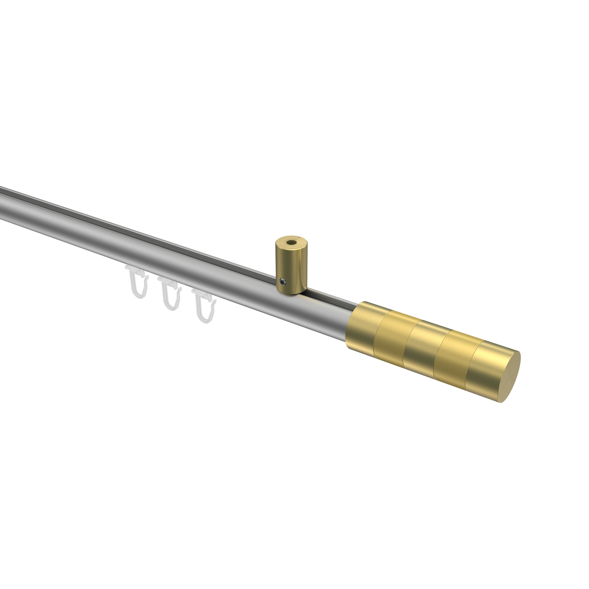 Innenlaufstange (Deckenbefestigung) Silbergrau / Messing-Optik, Aluminium / Metall 20 mm Ø Sonius Mavell Innenlaufstange (Deckenbefestigung) Silbergrau / Messing-Optik, Aluminium / Metall 20 mm Ø Sonius Mavell