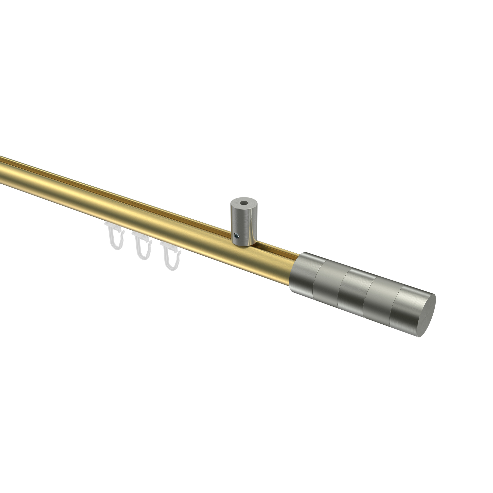 Vorhangstange mit Innenlauf (Deckenbefestigung) Messing-Optik / Edelstahl-Optik, Aluminium / Metall 20 mm Ø Sonius Mavell Vorhangstange mit Innenlauf (Deckenbefestigung) Messing-Optik / Edelstahl-Optik, Aluminium / Metall 20 mm Ø Sonius Mavell