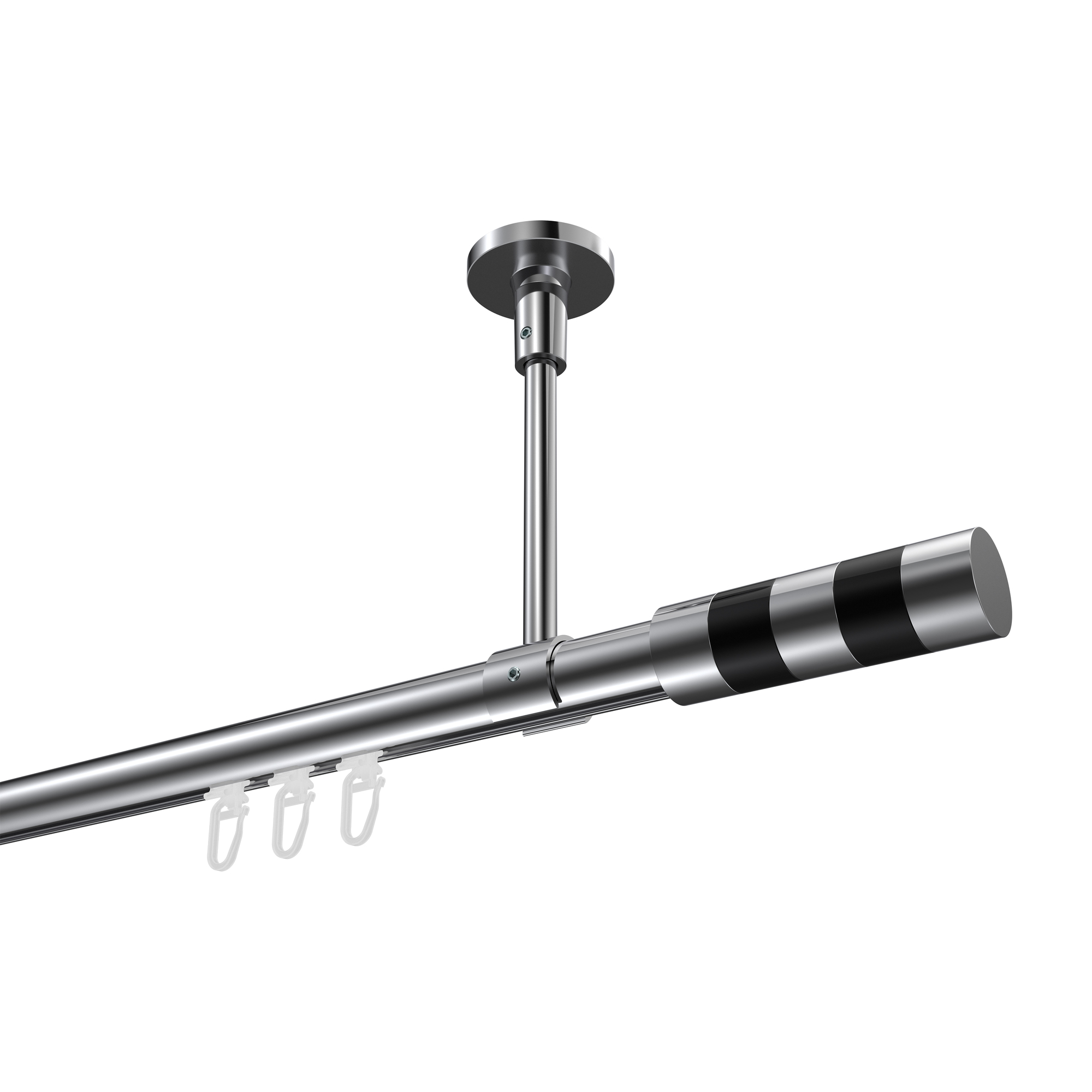 Innenlauf-Gardinenstange (Deckenmontage) Chrom, Aluminium / Metall 20 mm Ø Sonette Mavell Innenlauf-Gardinenstange (Deckenmontage) Chrom, Aluminium / Metall 20 mm Ø Sonette Mavell