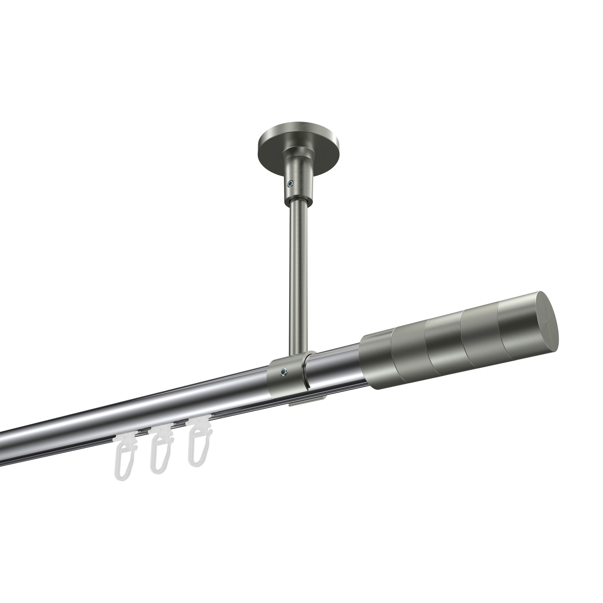 Innenlauf-Gardinenstange (Deckenmontage) Chrom / Edelstahl-Optik, Aluminium / Metall 20 mm Ø Sonette Mavell Innenlauf-Gardinenstange (Deckenmontage) Chrom / Edelstahl-Optik, Aluminium / Metall 20 mm Ø Sonette Mavell