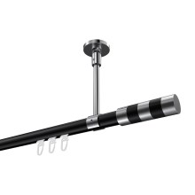 Gardinenstange mit Innenlauf (Deckenbefestigung) Schwarz / Chrom, Aluminium / Metall 20 mm Ø Sonette Mavell Gardinenstange mit Innenlauf (Deckenbefestigung) Schwarz / Chrom, Aluminium / Metall 20 mm Ø Sonette Mavell