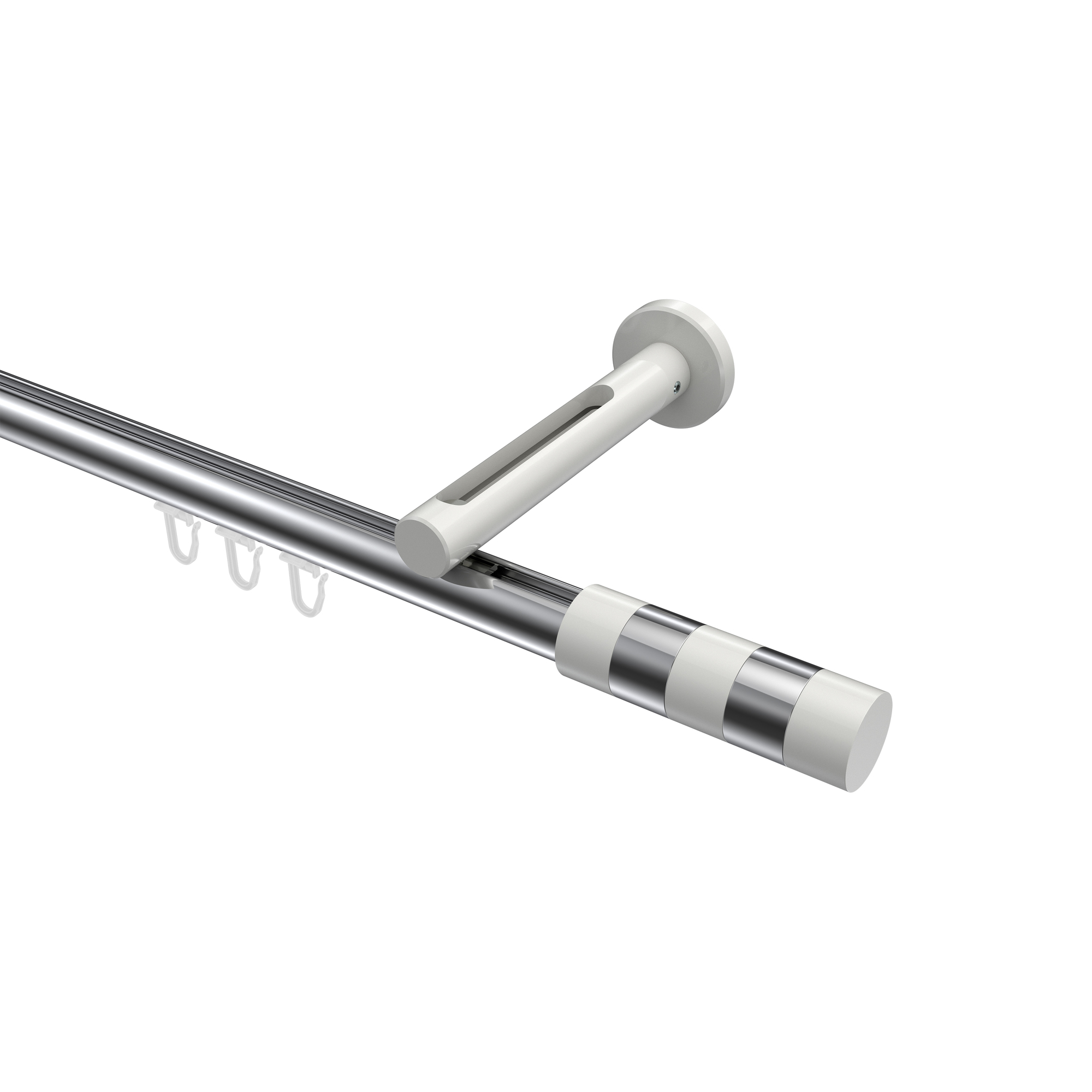 Gardinenstange mit Innenlauf Chrom / Weiß, Aluminium / Metall 20 mm Ø Siteno Mavell Gardinenstange mit Innenlauf Chrom / Weiß, Aluminium / Metall 20 mm Ø Siteno Mavell