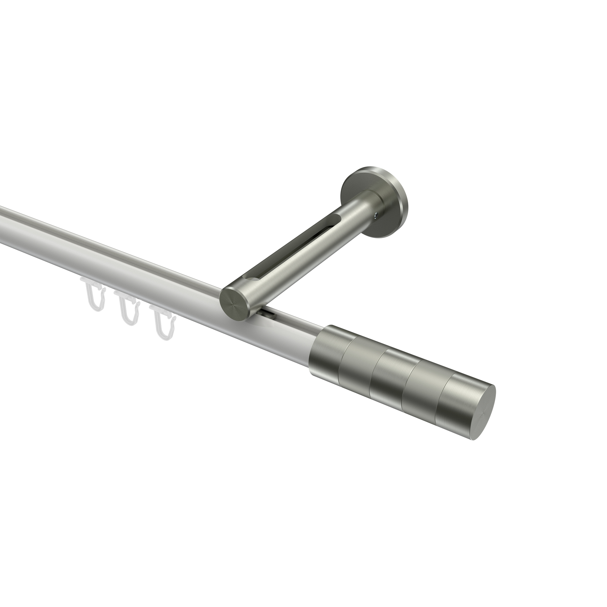 Innenlauf-Vorhangstange Weiß / Edelstahl-Optik, Aluminium / Metall 20 mm Ø Siteno Mavell Innenlauf-Vorhangstange Weiß / Edelstahl-Optik, Aluminium / Metall 20 mm Ø Siteno Mavell