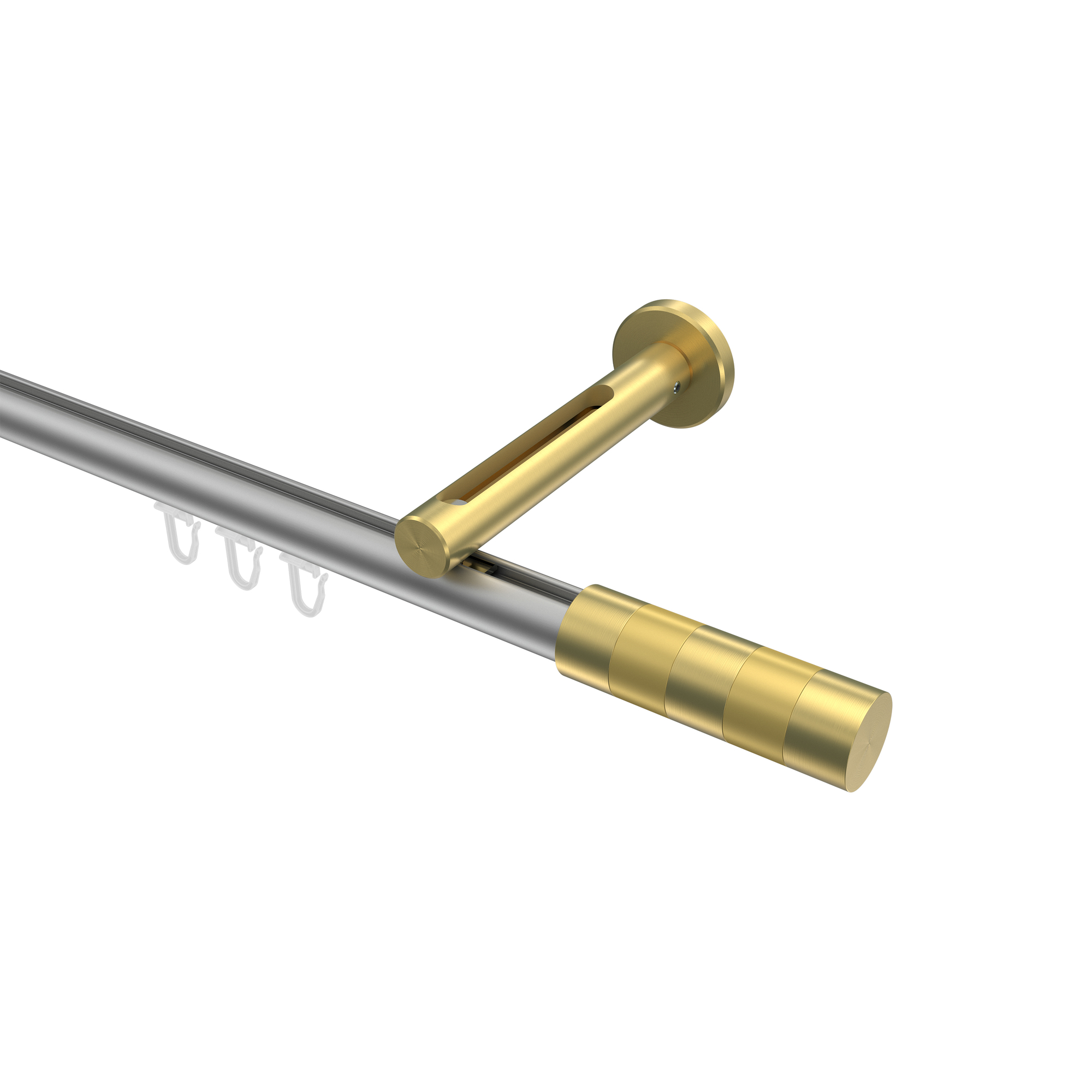 Vorhangstange mit Innenlauf Silbergrau / Messing-Optik, Aluminium / Metall 20 mm Ø Siteno Mavell Vorhangstange mit Innenlauf Silbergrau / Messing-Optik, Aluminium / Metall 20 mm Ø Siteno Mavell