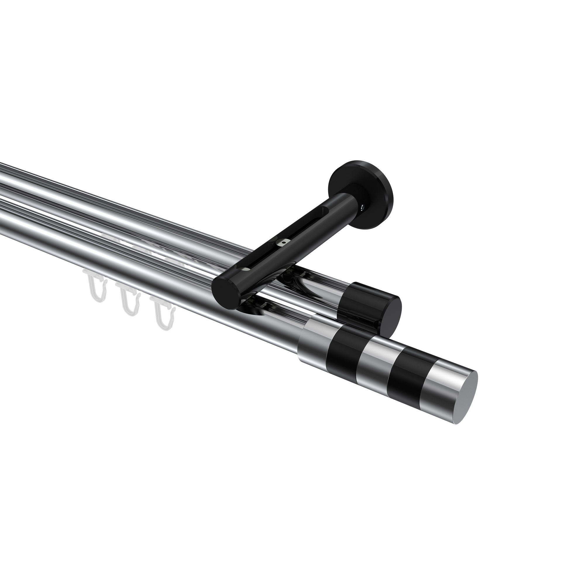 Innenlaufstange Chrom / Schwarz, Aluminium / Metall 20 mm Ø Siteno Mavell, doppelläufig Innenlaufstange Chrom / Schwarz, Aluminium / Metall 20 mm Ø Siteno Mavell, doppelläufig