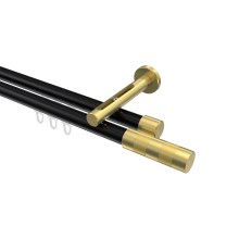 Innenlauf-Vorhangstange Schwarz / Messing-Optik, Aluminium / Metall 20 mm Ø Siteno Mavell, 2-läufig Innenlauf-Vorhangstange Schwarz / Messing-Optik, Aluminium / Metall 20 mm Ø Siteno Mavell, 2-läufig