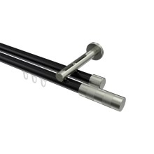 Vorhangstange mit Innenlauf Schwarz / Edelstahl-Optik, Aluminium / Metall 20 mm Ø Siteno Mavell, zweiläufig Vorhangstange mit Innenlauf Schwarz / Edelstahl-Optik, Aluminium / Metall 20 mm Ø Siteno Mavell, zweiläufig