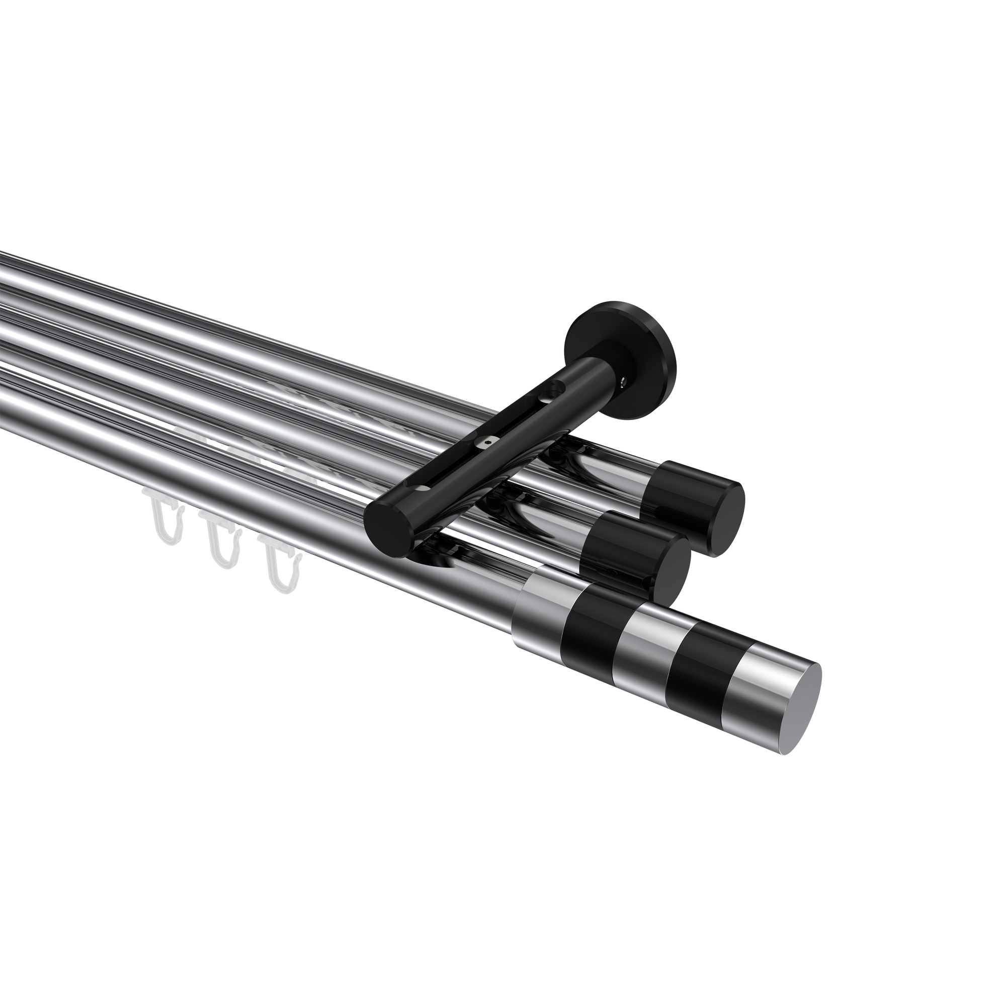 Innenlaufstange Chrom / Schwarz, Aluminium / Metall 20 mm Ø Siteno Mavell, dreiläufig Innenlaufstange Chrom / Schwarz, Aluminium / Metall 20 mm Ø Siteno Mavell, dreiläufig