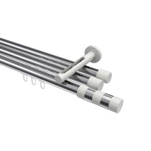 Gardinenstange mit Innenlauf Chrom / Weiß, Aluminium / Metall 20 mm Ø Siteno Mavell, 3-läufig Gardinenstange mit Innenlauf Chrom / Weiß, Aluminium / Metall 20 mm Ø Siteno Mavell, 3-läufig