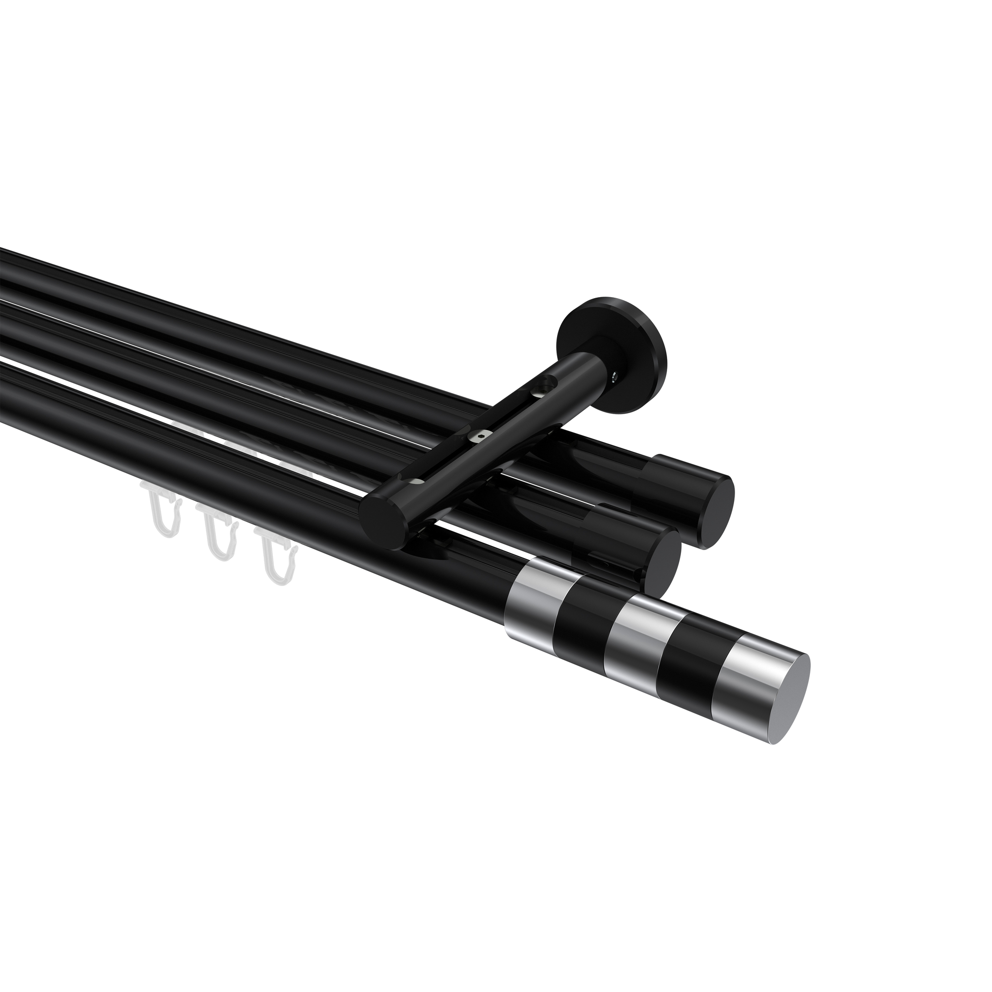 Innenlaufstange Schwarz, Aluminium / Metall 20 mm Ø Siteno Mavell, 3-läufig Innenlaufstange Schwarz, Aluminium / Metall 20 mm Ø Siteno Mavell, 3-läufig