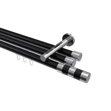 Gardinenstange mit Innenlauf Schwarz / Chrom, Aluminium / Metall 20 mm Ø Siteno Mavell, dreiläufig Gardinenstange mit Innenlauf Schwarz / Chrom, Aluminium / Metall 20 mm Ø Siteno Mavell, dreiläufig