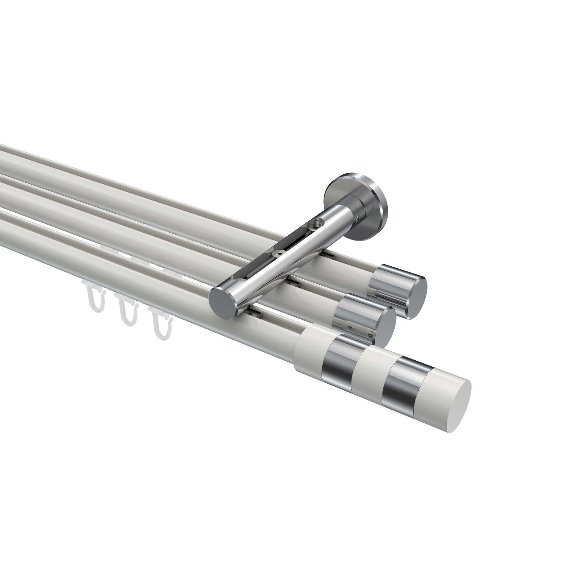 Innenlaufstange Weiß / Chrom, Aluminium / Metall 20 mm Ø Siteno Mavell, dreiläufig Innenlaufstange Weiß / Chrom, Aluminium / Metall 20 mm Ø Siteno Mavell, dreiläufig