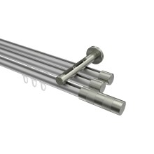 Innenlauf-Gardinenstange Silbergrau / Edelstahl-Optik, Aluminium / Metall 20 mm Ø Siteno Mavell, dreiläufig Innenlauf-Gardinenstange Silbergrau / Edelstahl-Optik, Aluminium / Metall 20 mm Ø Siteno Mavell, dreiläufig