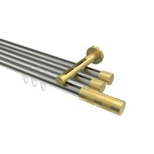 Vorhangstange mit Innenlauf Edelstahl-Optik / Messing-Optik, Aluminium / Metall 20 mm Ø Siteno Mavell, dreiläufig Vorhangstange mit Innenlauf Edelstahl-Optik / Messing-Optik, Aluminium / Metall 20 mm Ø Siteno Mavell, dreiläufig