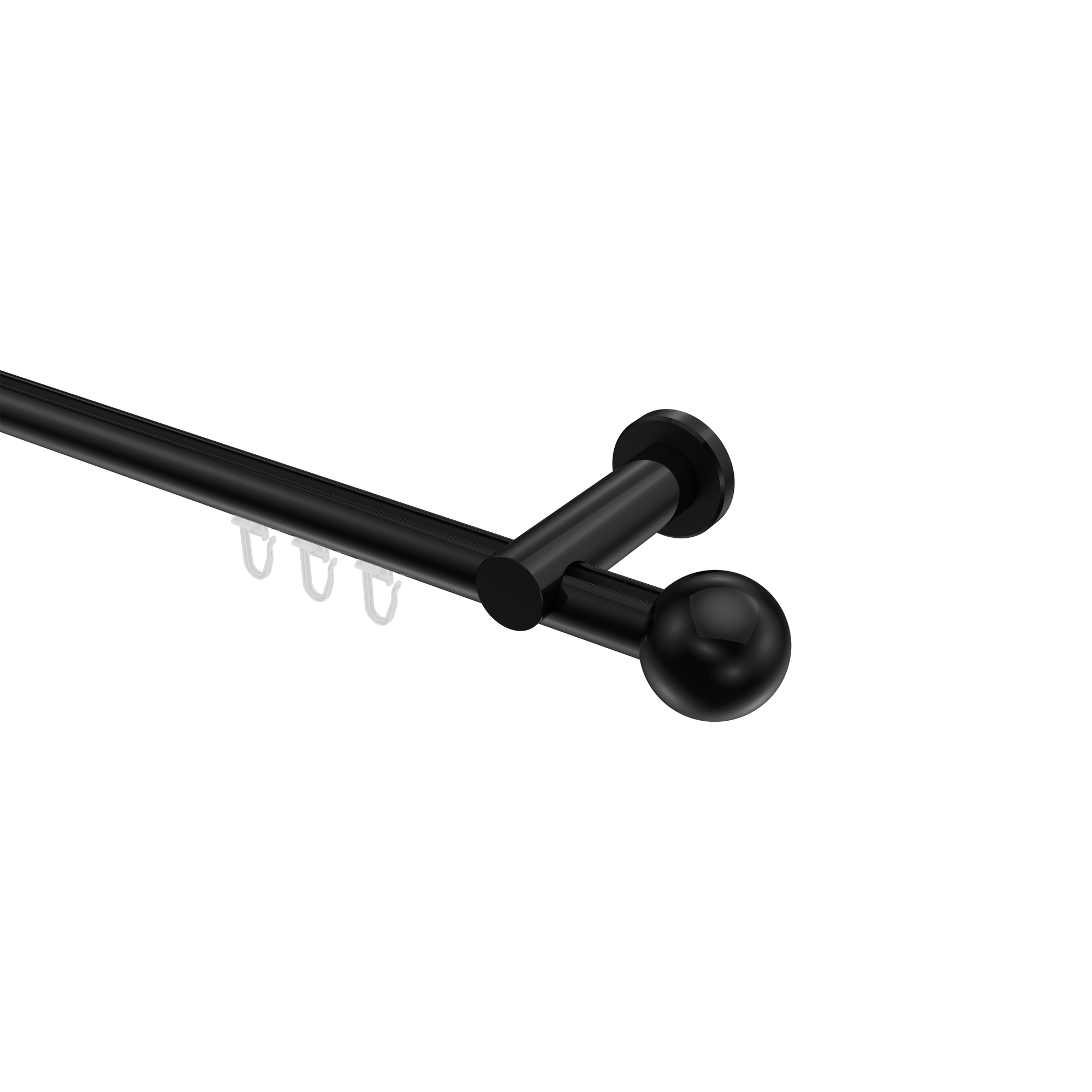 Innenlauf-Vorhangstange Schwarz, Aluminium / Metall 20 mm Ø Platon Luino Innenlauf-Vorhangstange Schwarz, Aluminium / Metall 20 mm Ø Platon Luino