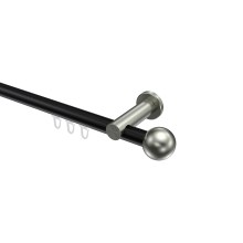 Innenlauf-Vorhangstange Schwarz / Edelstahl-Optik, Aluminium / Metall 20 mm Ø Platon Luino Innenlauf-Vorhangstange Schwarz / Edelstahl-Optik, Aluminium / Metall 20 mm Ø Platon Luino