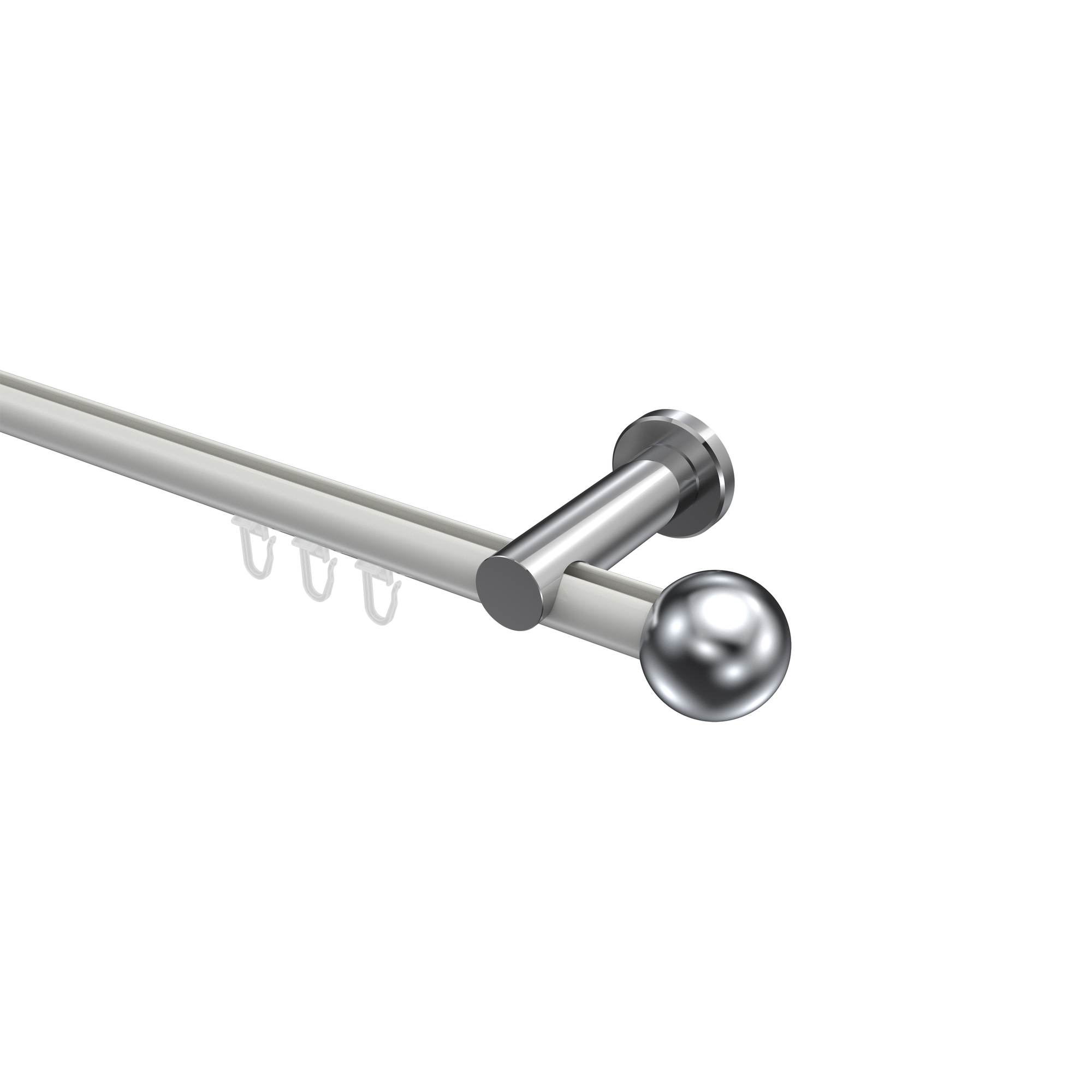 Innenlauf-Gardinenstange Weiß / Chrom, Aluminium / Metall 20 mm Ø Platon Luino Innenlauf-Gardinenstange Weiß / Chrom, Aluminium / Metall 20 mm Ø Platon Luino