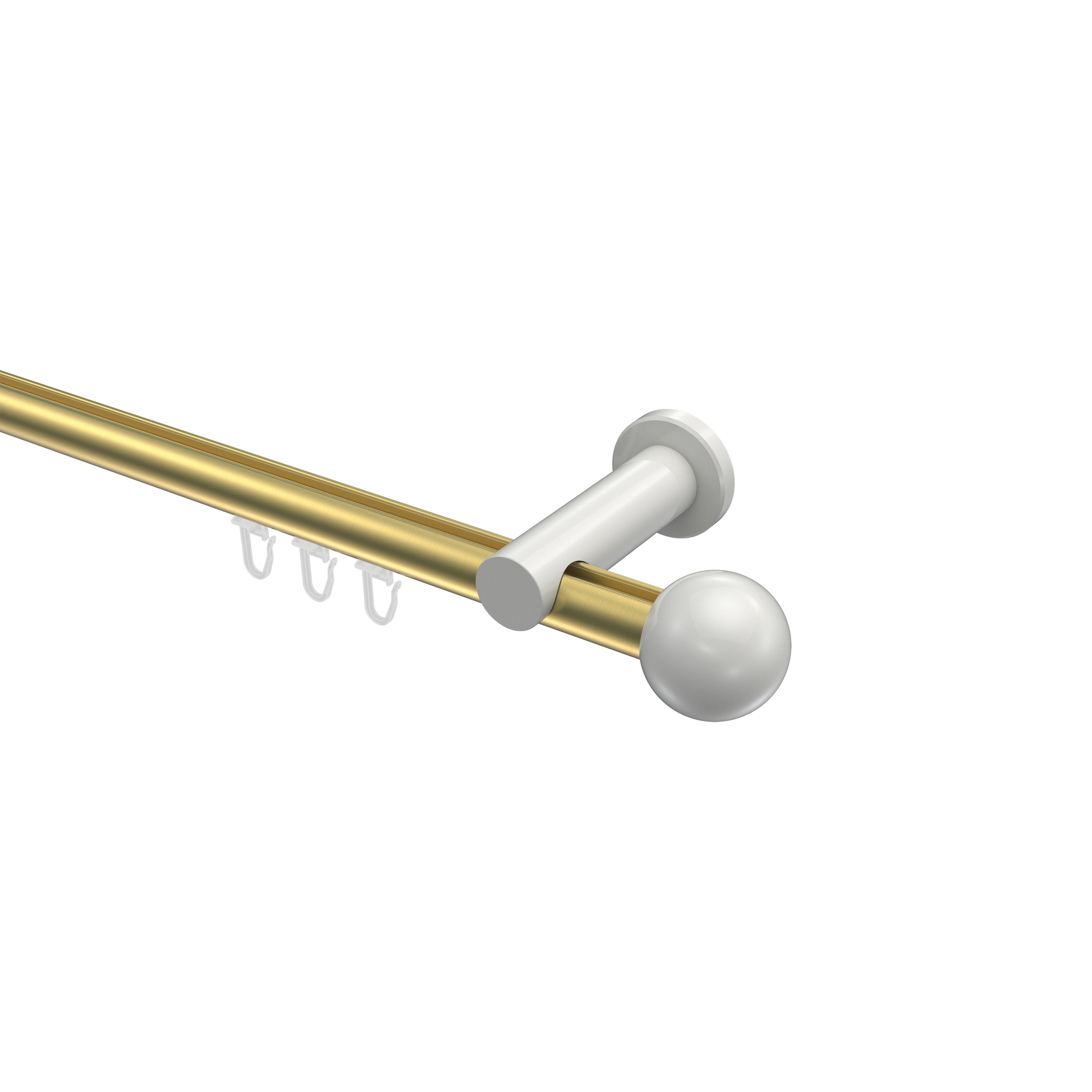 Gardinenstange mit Innenlauf Messing-Optik / Weiß, Aluminium / Metall 20 mm Ø Platon Luino Gardinenstange mit Innenlauf Messing-Optik / Weiß, Aluminium / Metall 20 mm Ø Platon Luino