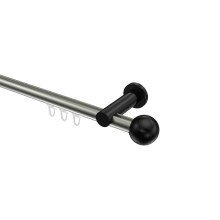 Innenlauf-Vorhangstange Edelstahl-Optik / Schwarz, Aluminium / Metall 20 mm Ø Platon Luino Innenlauf-Vorhangstange Edelstahl-Optik / Schwarz, Aluminium / Metall 20 mm Ø Platon Luino