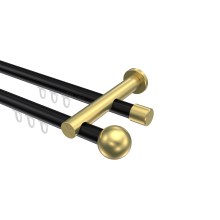 Vorhangstange mit Innenlauf Schwarz / Messing-Optik, 2-läufig Aluminium / Metall 20 mm Ø Platon Luino Vorhangstange mit Innenlauf Schwarz / Messing-Optik, 2-läufig Aluminium / Metall 20 mm Ø Platon Luino