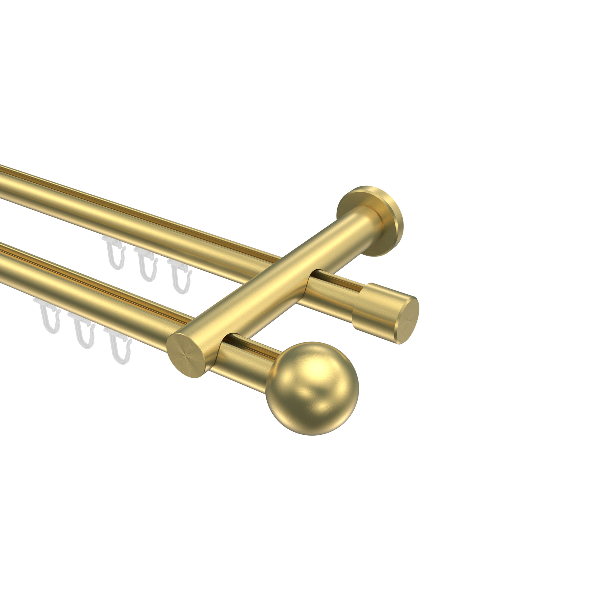 Innenlauf-Gardinenstangen Messing-Optik 20 mm Ø Platon Luino, 2-läufig Innenlauf-Gardinenstangen Messing-Optik 20 mm Ø Platon Luino, 2-läufig