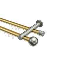 Innenlauf-Gardinenstangen Messing-Optik / Edelstahl-Optik 20 mm Ø Platon Luino, 2-läufig Innenlauf-Gardinenstangen Messing-Optik / Edelstahl-Optik 20 mm Ø Platon Luino, 2-läufig