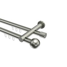 Gardinenstange mit Innenlauf Edelstahl-Optik 20 mm Ø Platon Luino, 2-läufig Gardinenstange mit Innenlauf Edelstahl-Optik 20 mm Ø Platon Luino, 2-läufig