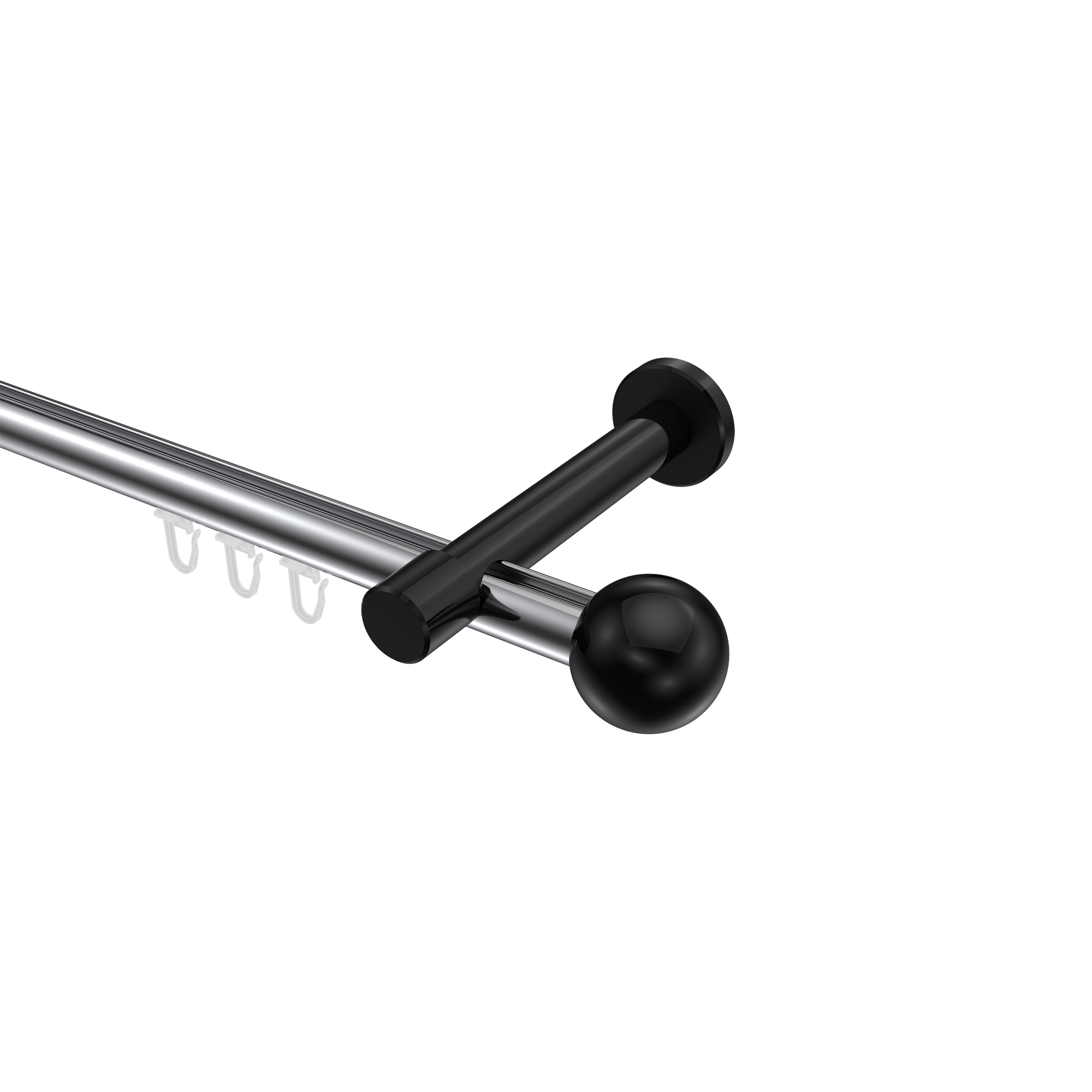 Innenlauf-Gardinenstange Chrom / Schwarz, Aluminium / Metall 20 mm Ø Prestige Luino Innenlauf-Gardinenstange Chrom / Schwarz, Aluminium / Metall 20 mm Ø Prestige Luino