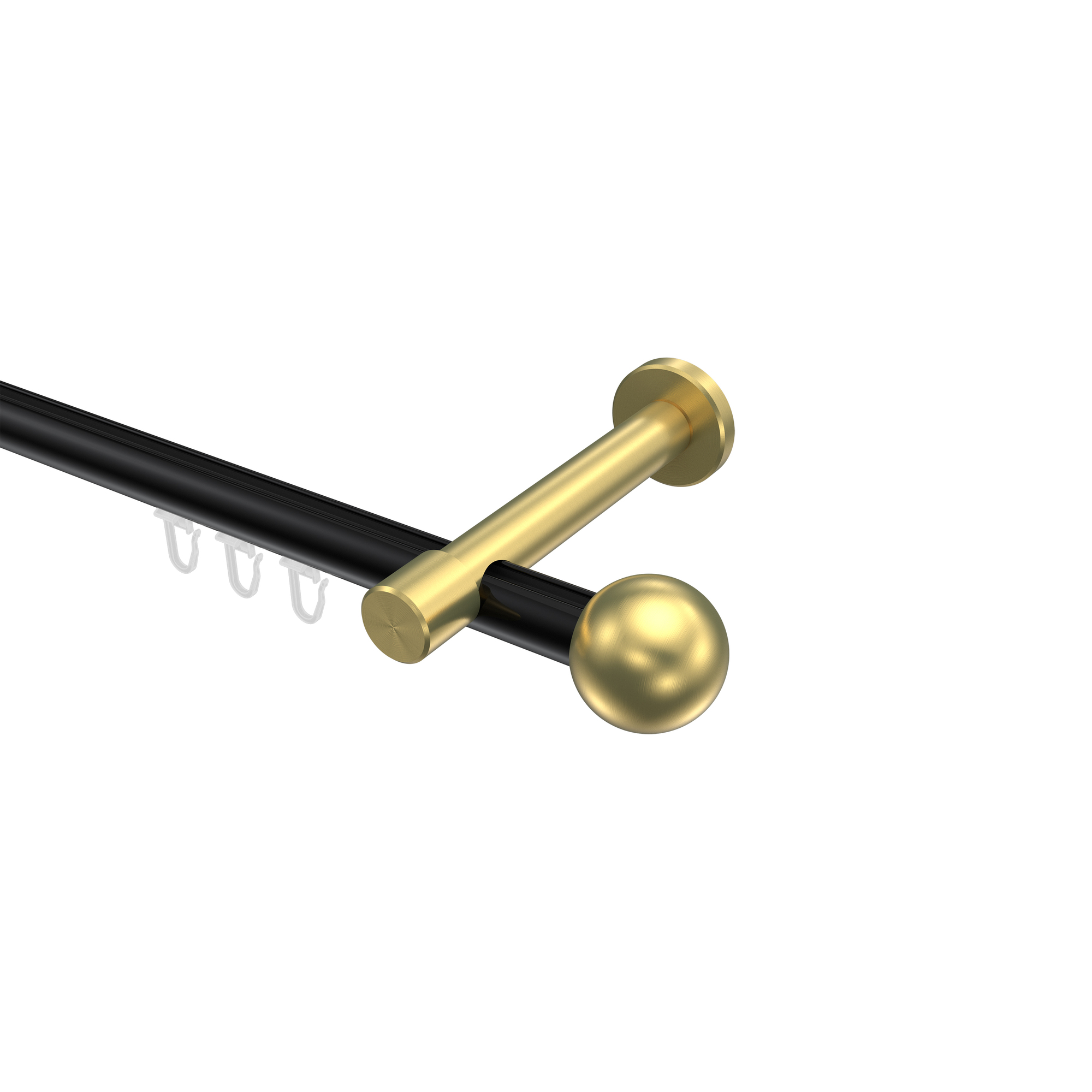 Gardinenstange mit Innenlauf Schwarz / Messing-Optik, Aluminium / Metall 20 mm Ø Prestige Luino Gardinenstange mit Innenlauf Schwarz / Messing-Optik, Aluminium / Metall 20 mm Ø Prestige Luino