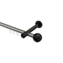 Innenlauf-Vorhangstangen Edelstahl-Optik / Schwarz, Aluminium / Metall 20 mm Ø Prestige Luino Innenlauf-Vorhangstangen Edelstahl-Optik / Schwarz, Aluminium / Metall 20 mm Ø Prestige Luino