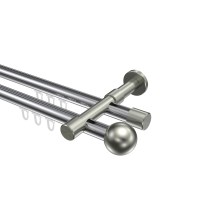 Gardinenstange mit Innenlauf Chrom / Edelstahl-Optik, 2-läufig Aluminium / Metall 20 mm Ø Prestige Luino Gardinenstange mit Innenlauf Chrom / Edelstahl-Optik, 2-läufig Aluminium / Metall 20 mm Ø Prestige Luino