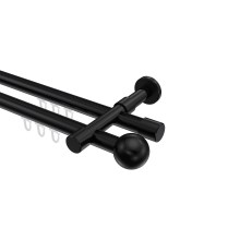 Innenlauf-Vorhangstange Schwarz, Metall 20 mm Ø Prestige Luino, doppelläufig Innenlauf-Vorhangstange Schwarz, Metall 20 mm Ø Prestige Luino, doppelläufig