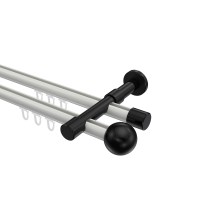 Innenlauf-Vorhangstangen Weiß / Schwarz, Metall 20 mm Ø Prestige Luino, zweiläufig Innenlauf-Vorhangstangen Weiß / Schwarz, Metall 20 mm Ø Prestige Luino, zweiläufig