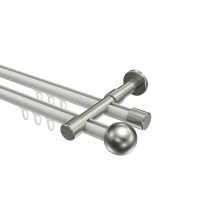 Innenlaufstangen Weiß / Edelstahl-Optik, Metall 20 mm Ø Prestige Luino, doppelläufig Innenlaufstangen Weiß / Edelstahl-Optik, Metall 20 mm Ø Prestige Luino, doppelläufig