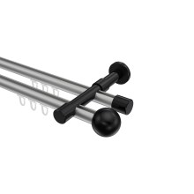 Innenlaufstangen Silbergrau / Schwarz, Metall 20 mm Ø Prestige Luino, 2-läufig Innenlaufstangen Silbergrau / Schwarz, Metall 20 mm Ø Prestige Luino, 2-läufig