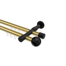 Innenlauf-Vorhangstange Messing-Optik / Schwarz, zweiläufig Aluminium / Metall 20 mm Ø Prestige Luino Innenlauf-Vorhangstange Messing-Optik / Schwarz, zweiläufig Aluminium / Metall 20 mm Ø Prestige Luino