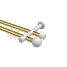Innenlaufstange Messing-Optik / Weiß, doppelläufig Aluminium / Metall 20 mm Ø Prestige Luino Innenlaufstange Messing-Optik / Weiß, doppelläufig Aluminium / Metall 20 mm Ø Prestige Luino