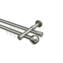 Gardinenstange mit Innenlauf Edelstahl-Optik 20 mm Ø Prestige Luino, 2-läufig Gardinenstange mit Innenlauf Edelstahl-Optik 20 mm Ø Prestige Luino, 2-läufig