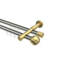 Gardinenstangen mit Innenlauf Edelstahl-Optik / Messing-Optik 20 mm Ø Prestige Luino, 2-läufig Gardinenstangen mit Innenlauf Edelstahl-Optik / Messing-Optik 20 mm Ø Prestige Luino, 2-läufig
